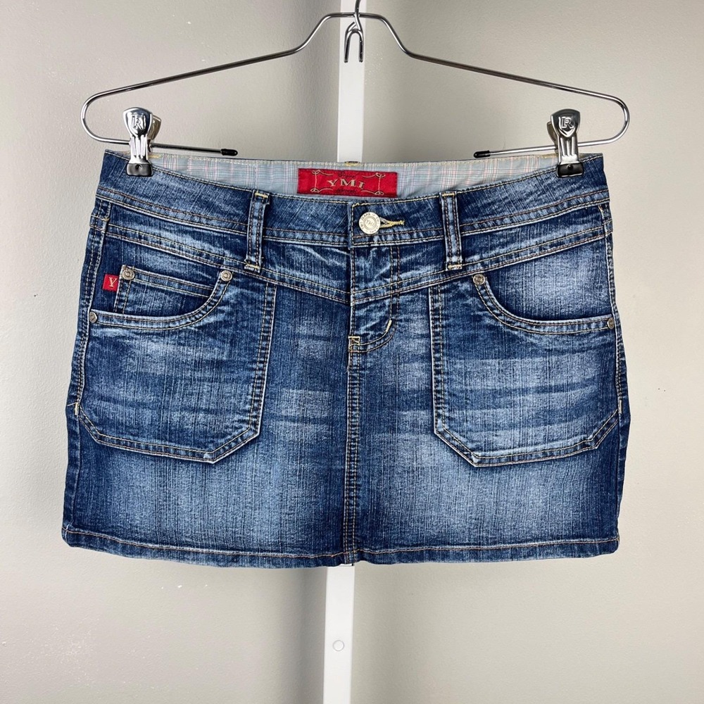 Vintage YMI Denim Mini Jean Skirt Juniors Size 7 Blue